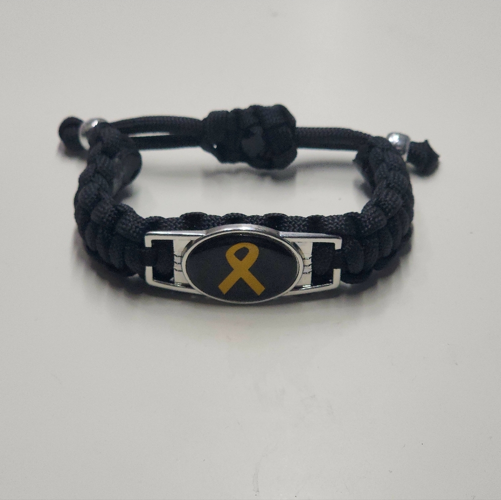 Endometriosis Awareness Adjustable Charm Bracelet Yellow Ribbon Cause Support